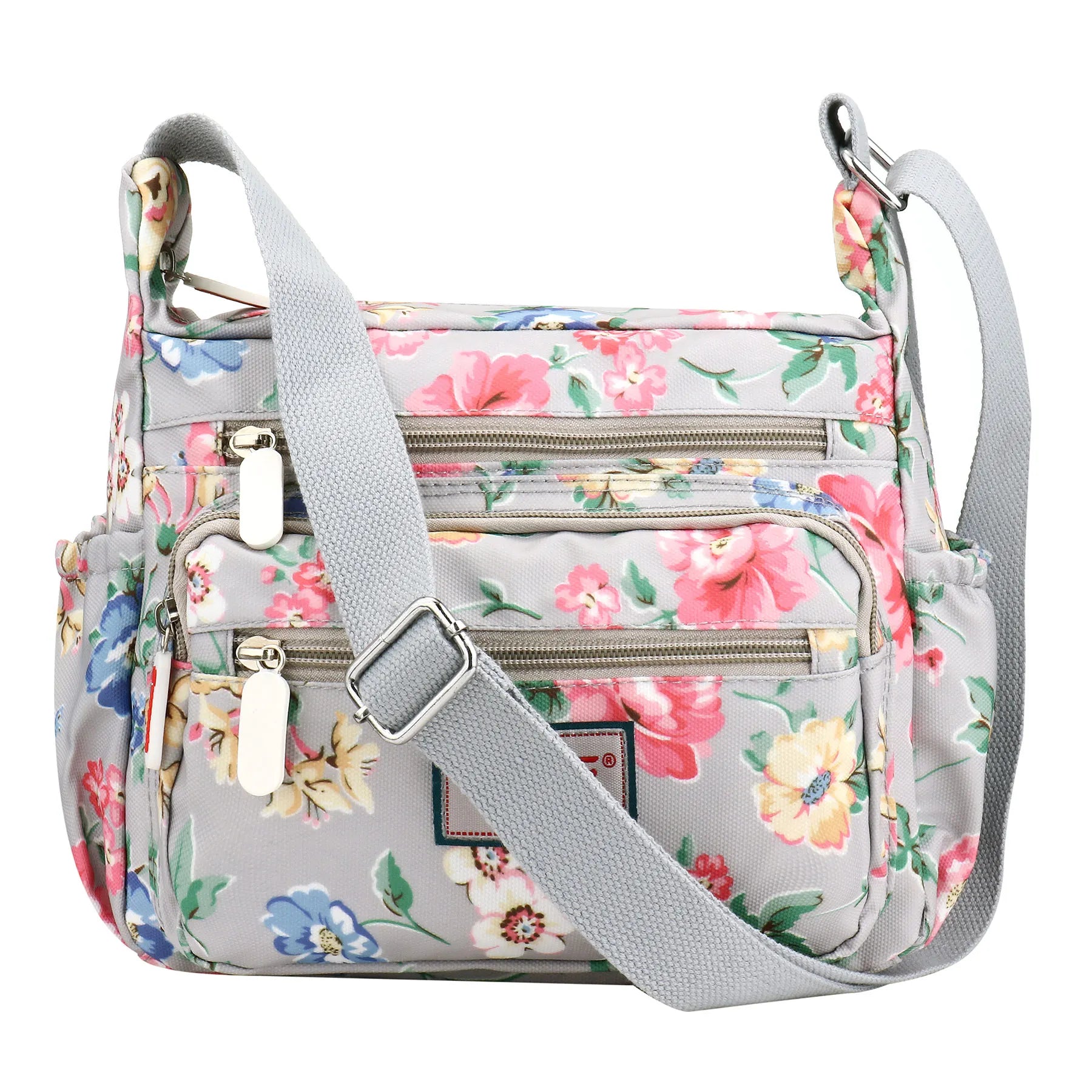 Women Crossbody Bags Casual Shoulder Backpack Multi Layered Floral Print Mother Handbag Canvas Cloth Bag Travel Messenger Purses